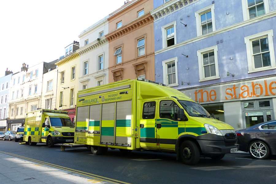 Ambulances in Tontine Street this lunchtime. Picture: @Kent_999s