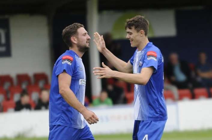 Stuart King (left) scored for Herne Bay on Tuesday night Picture: Tony Flashman