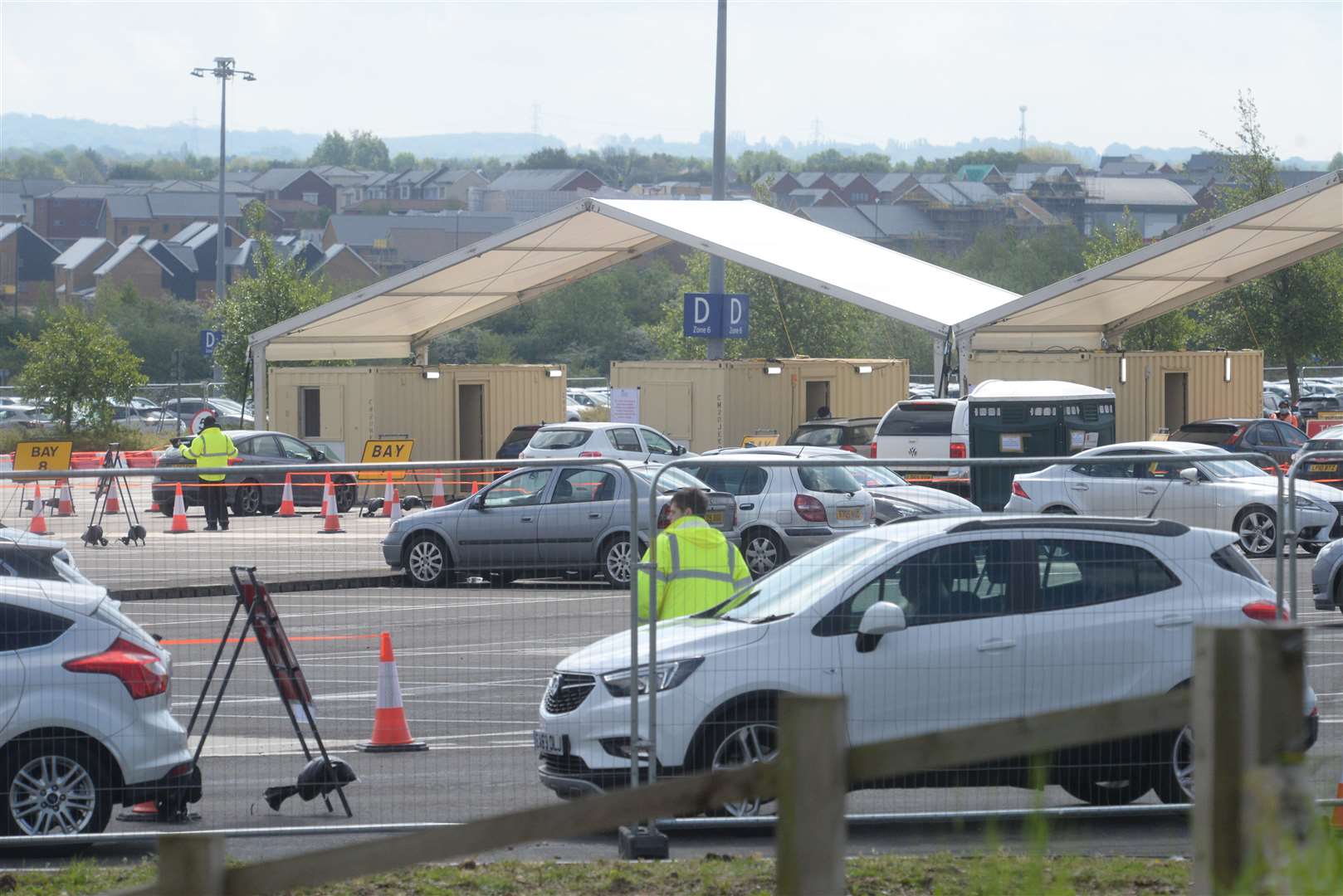Part of the car at Ebbsfleet International had previously been used for coronavirus testing. Picture: Chris Davey