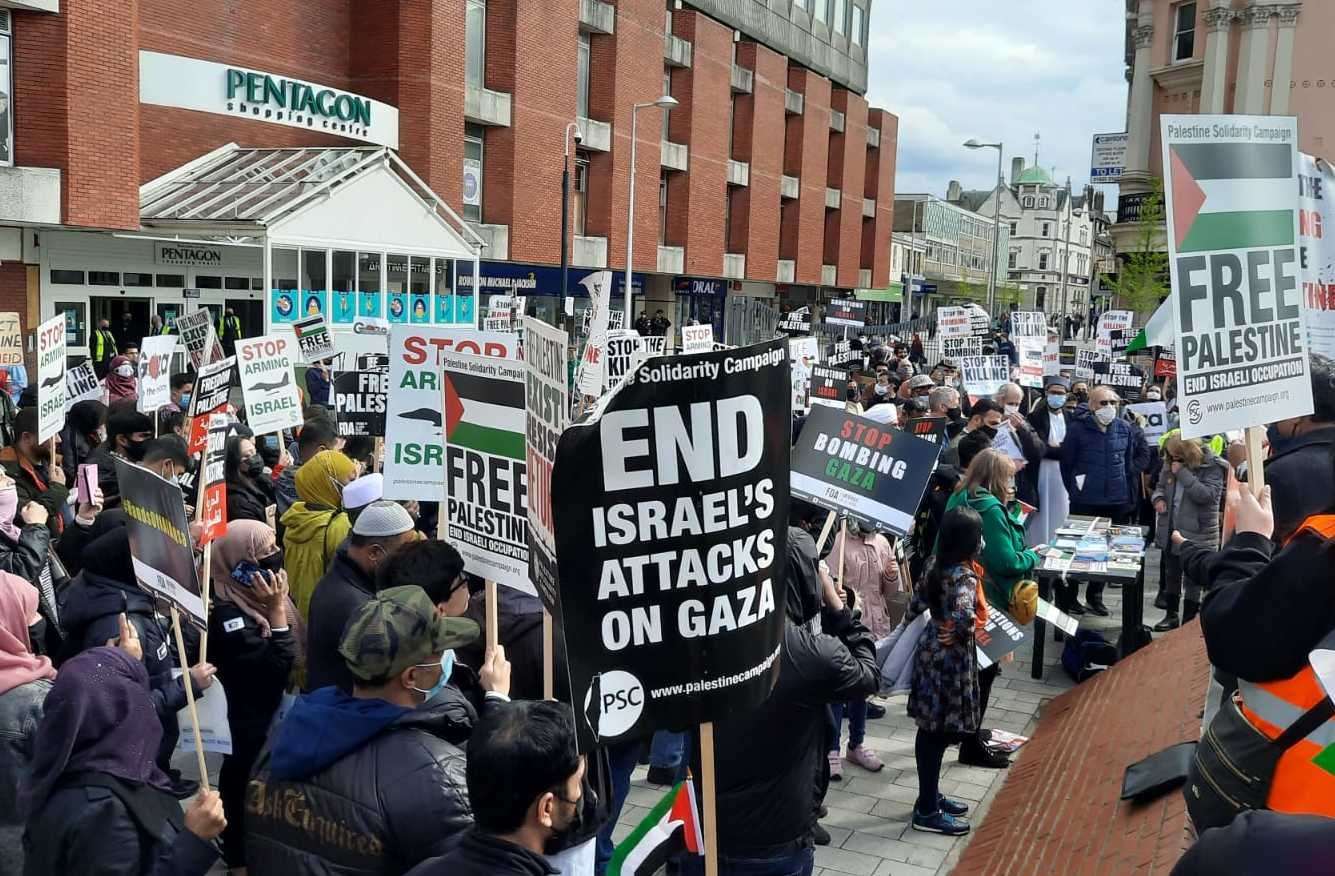 Protestors marched through Chatham today in solidarity with Palestine. Picture: Steve Wilkins