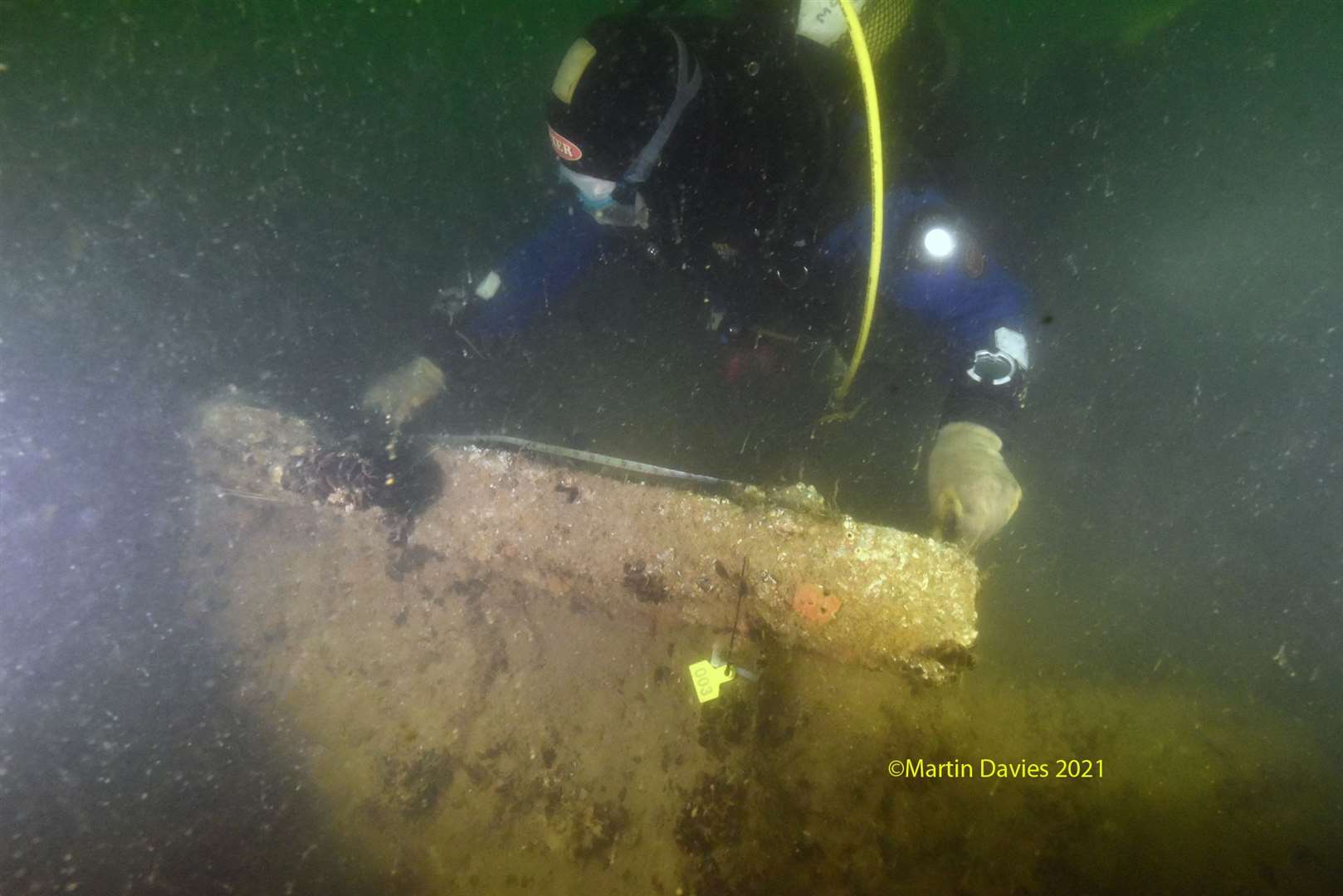 A diver examines the wreck of the Restoration. Picture copyright Martin Davies 2021