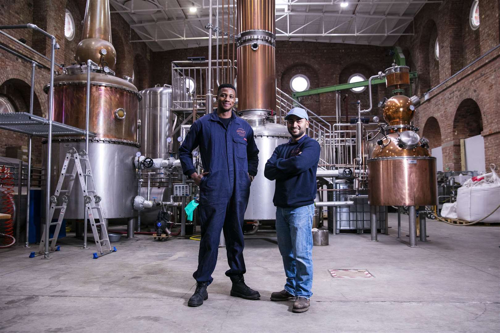 Head distiller Abhi Banik and colleague Aaron have worked together on the Masthouse whisky by Copper Rivet. Picture: Thomas Alexander