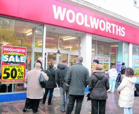 Bargain hunters outside Woolworths in Chatham High Street