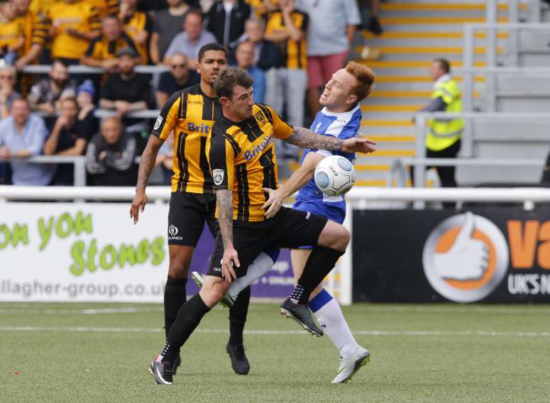 Reece Prestedge in action for Maidstone against Gateshead Picture: Andy Jones