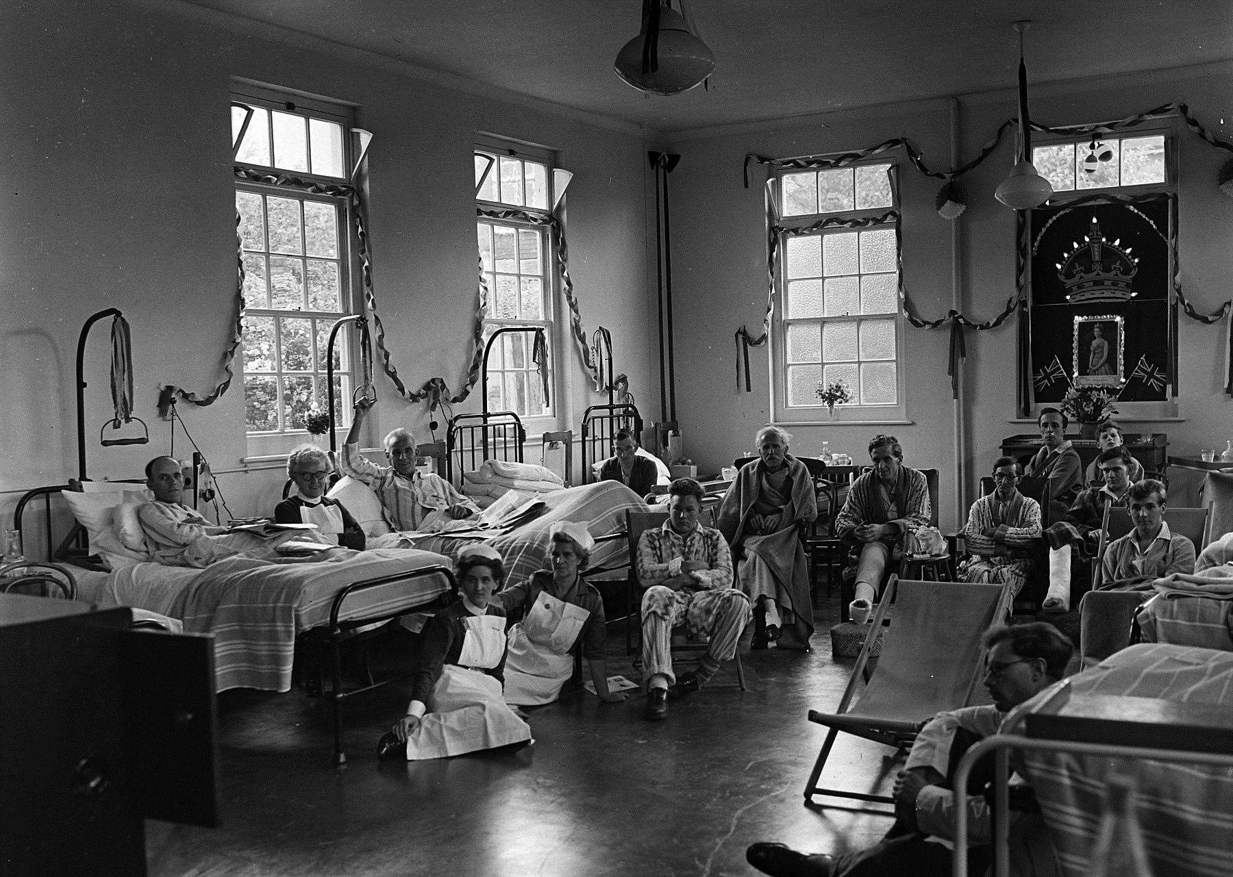 Patients and staff at Willesborough Hospital celebrate the coronation in 1953. Picture copyright: Steve Salter