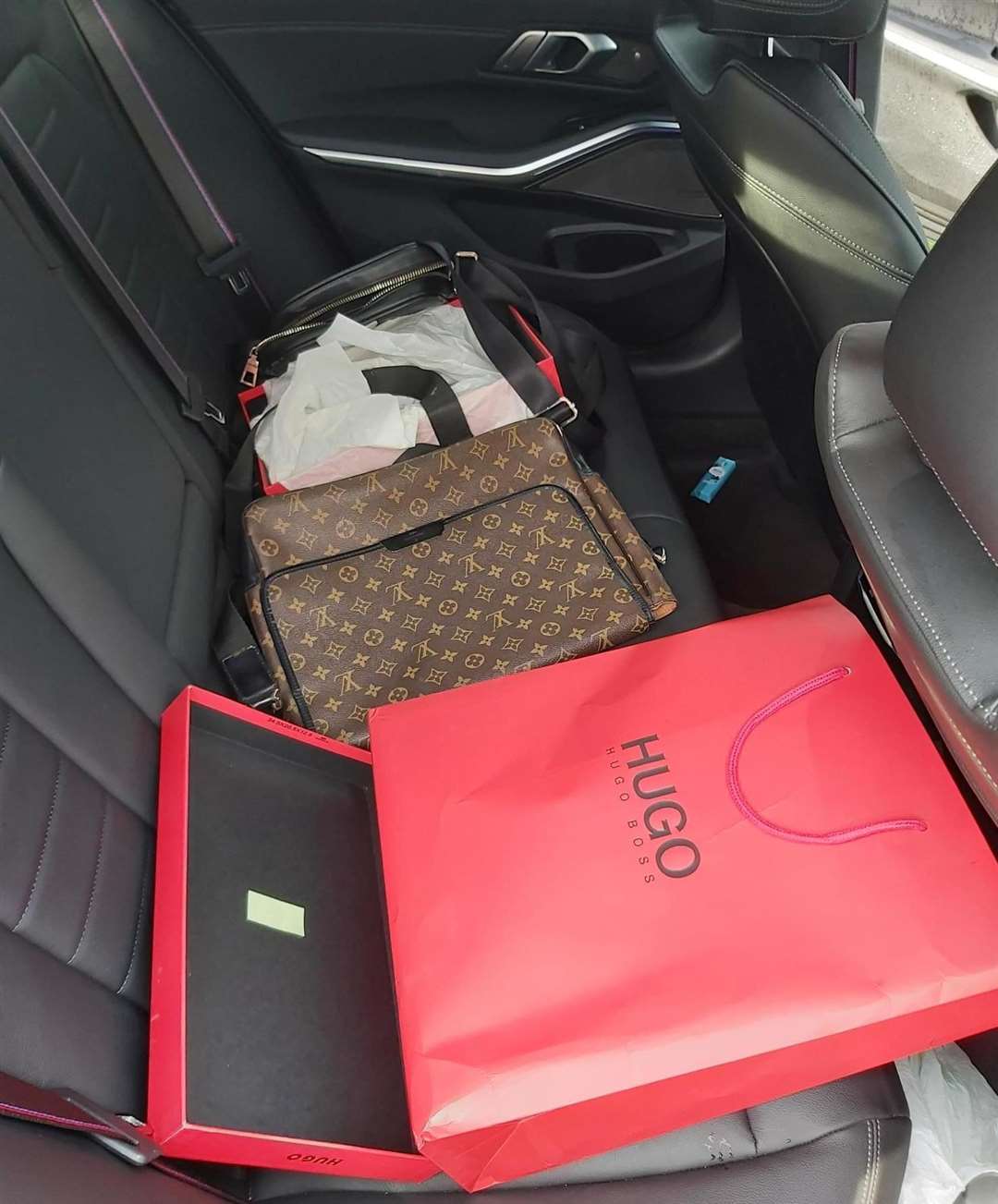 Several items reported stolen were found in the back of the BMW. Picture: Kent Police