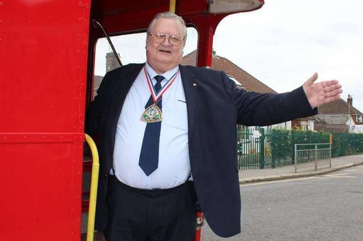 Cllr Ken Ingleton got a lift from TravelMaster's red London doubledecker bus at the Sheppey Summer Carnival when he was Swale's deputy mayor