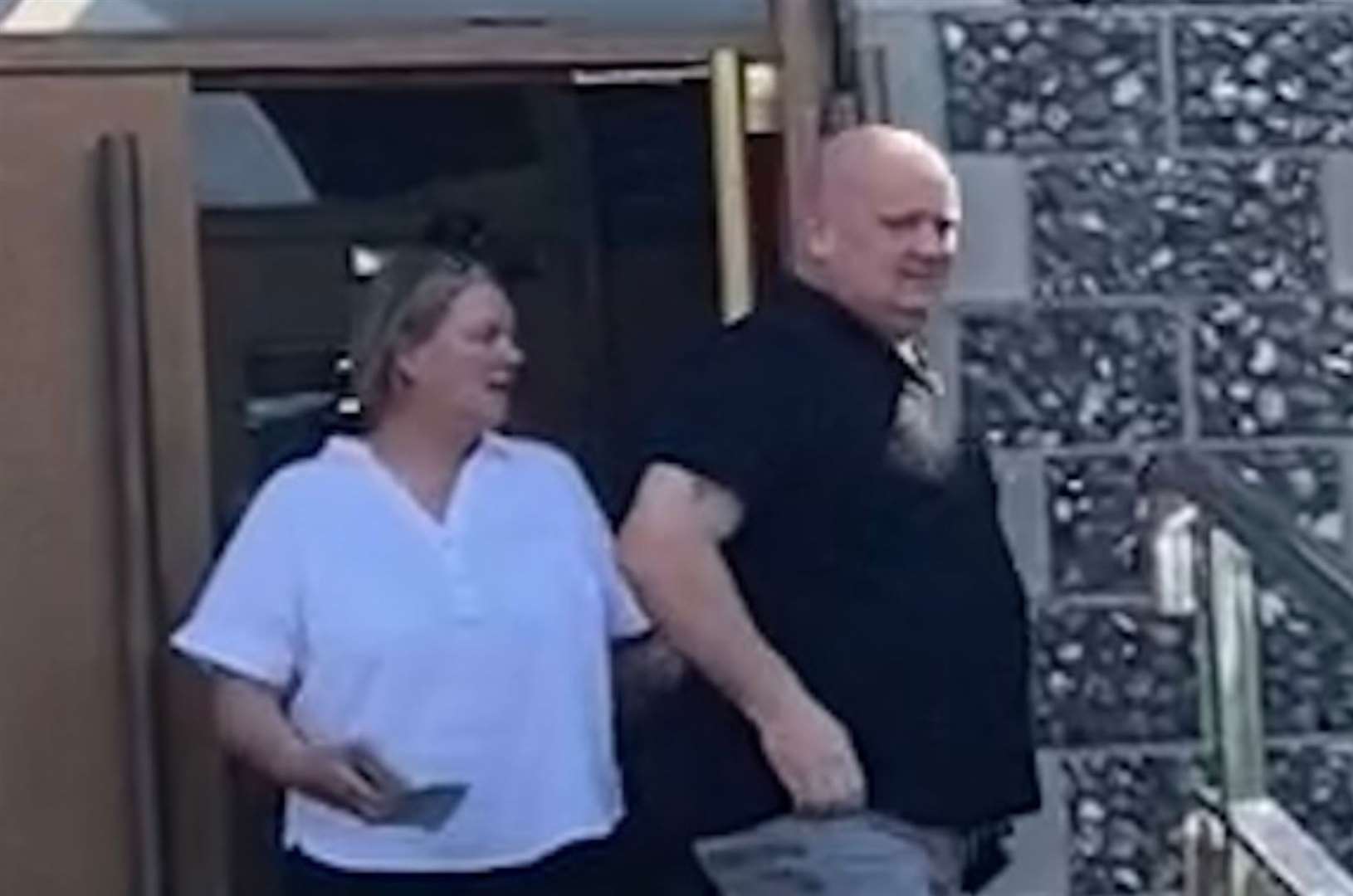 Deborah Stallard and husband Barrie pictured outside Canterbury Crown Court as she avoided jail for stabbing him in the chest