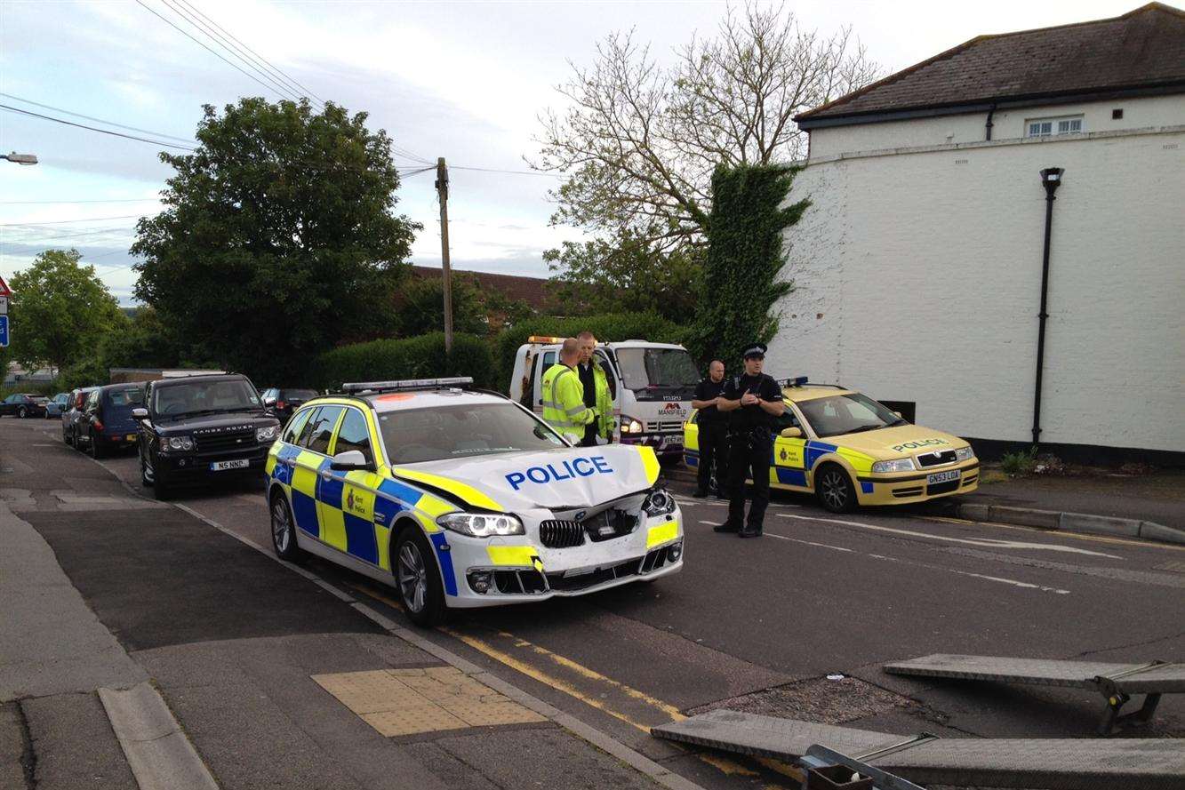 The scene in Tonbridge Road, Barming, when police stopped a stolen Range Rover being driven by Simon Eltringham