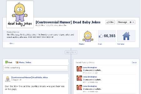 The Dead Baby Jokes Facebook page has more than 66,000 'likes'