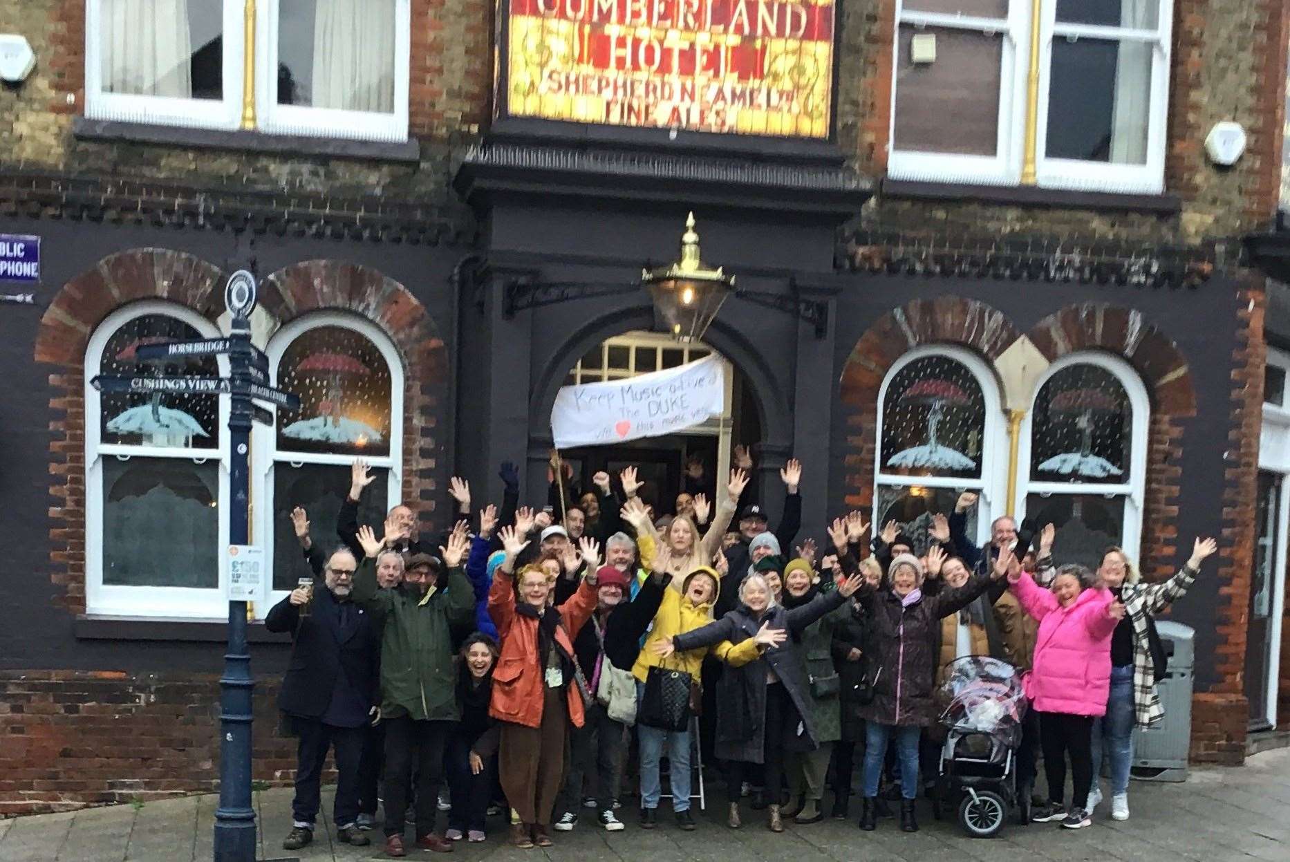 Punters gathered outside the pub earlier this year, protesting against the loss of the live music venue. Picture: Jenny Buncombe
