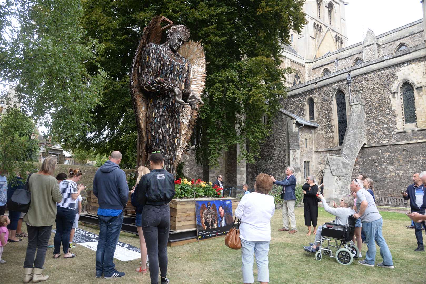 The knife sculpture in Rochester Cathedral gardens. Picture: Chris Davey. (16066593)