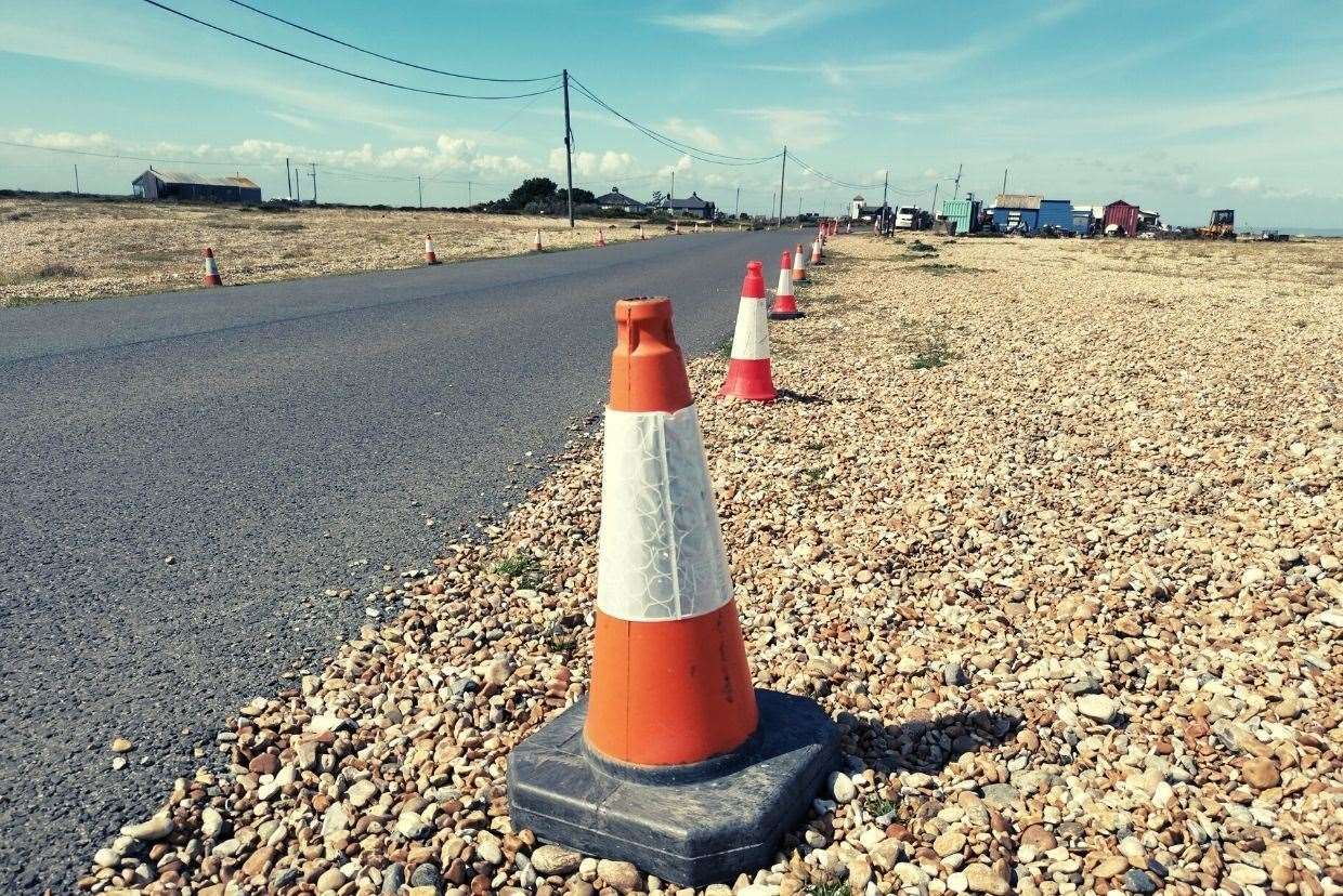 Bollards have been put out to stop visitors from parking along the road