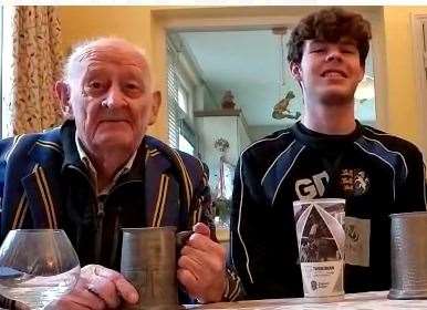Thanet Wanderers' oldest club member, 91 years old Dr Roddy Macaulay and his grandson Gabriel take part in a challenge (34731129)