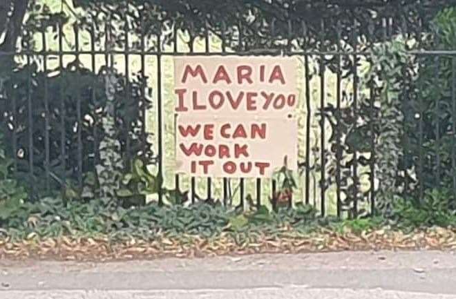 One of the signs appealing to the mystery woman Maria