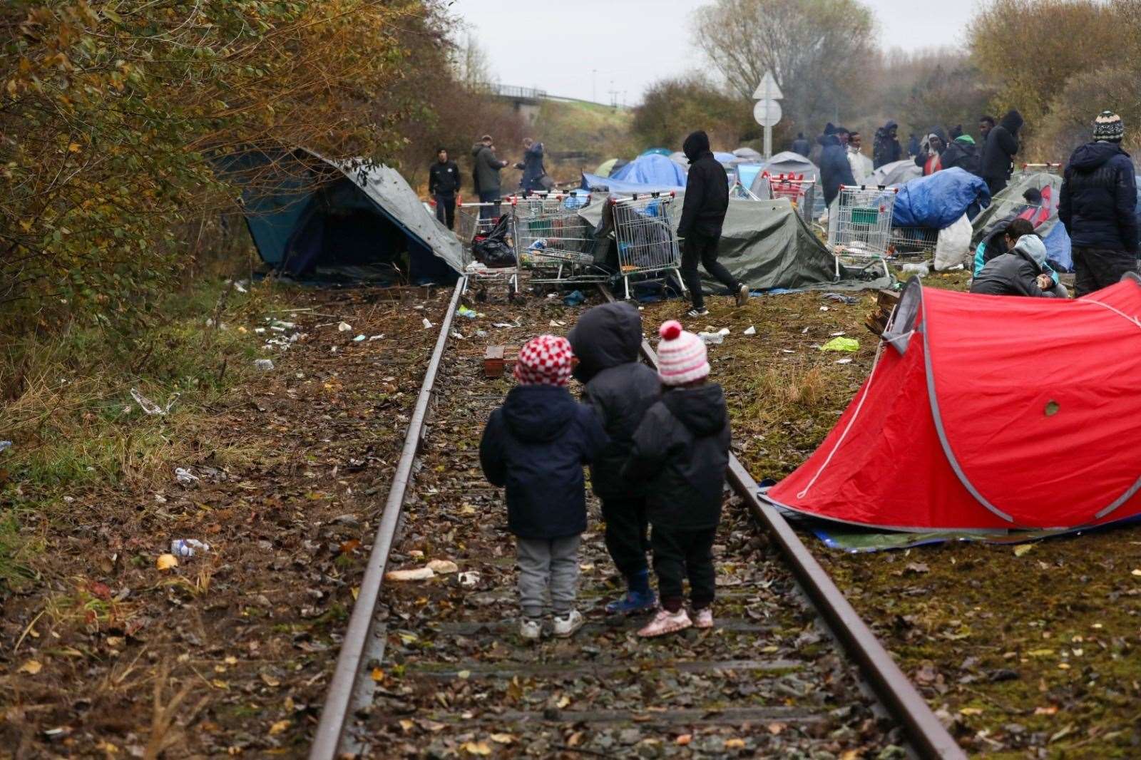 Asylum seekers at a camp in France on Thursday Picture: UKNIP