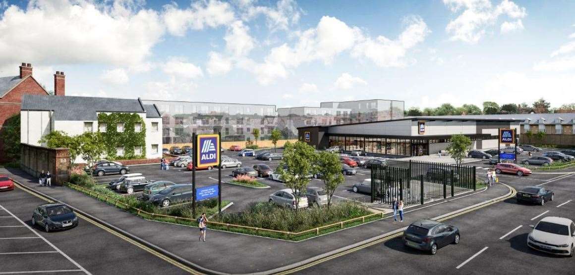 A CGI of how the Aldi store could look. Picure: Aldi/The Harris Partnership