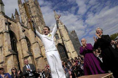 Olympic Torch arriving at Canterbury Cathedral