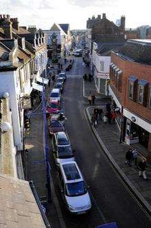 A view of High Street, Sheerness, taken from the roof of the Central Pie Shop