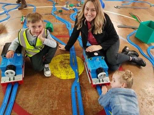 Lucas Wood, 6, with Leanne and Daisy Lowrie, 4 (25724013)