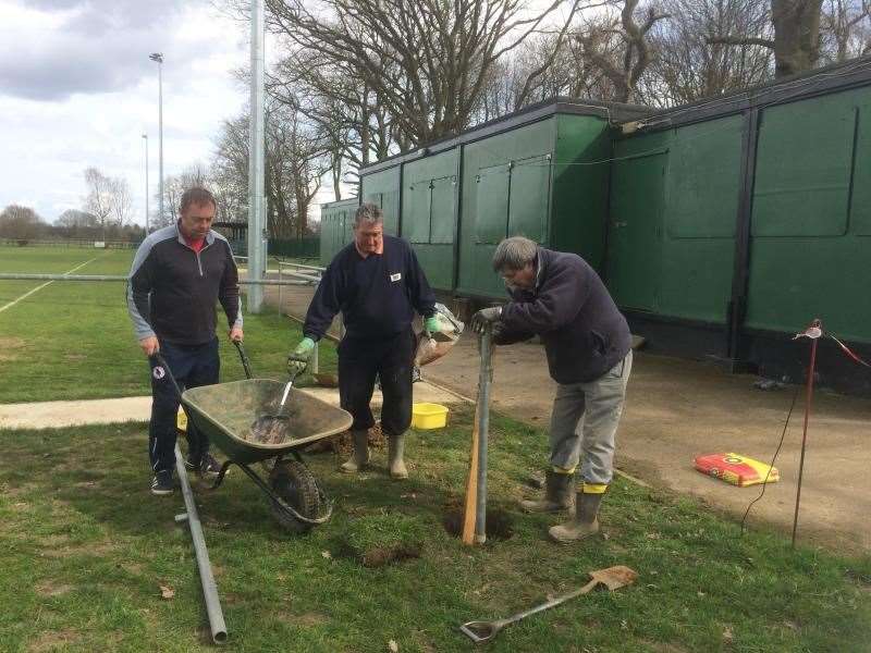 Roy Benton at work on the Bearsted FC ground