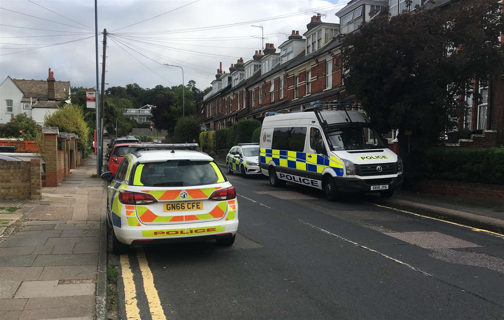 Police are thought to have raided a property on Old Road East in Gravesend