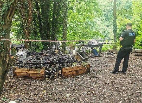 Burnt caravan in Unicumes Lane Maidstone. Picture: Warren Fowler