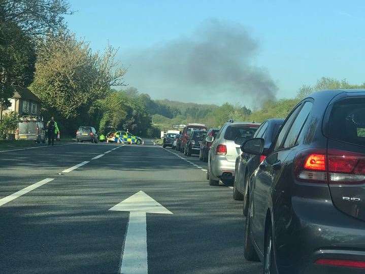 Smoke rising from the A249 fire. Picture Tori Russon