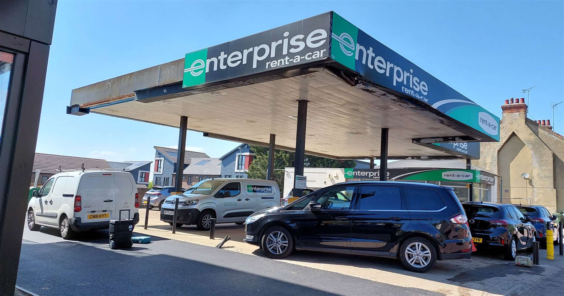 The former petrol station canopy at Enterprise Rent-A-Car in Godinton Road will be demolished