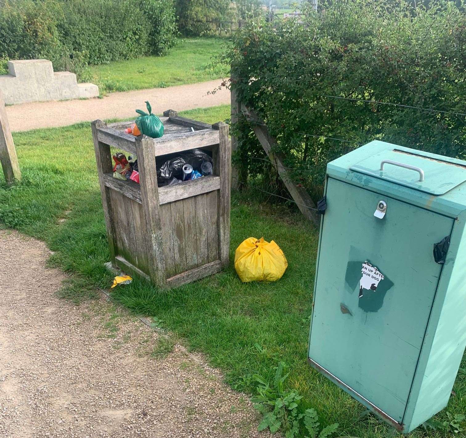 Those who live at Finberry, Ashford, have had to get used to overflowing bins. Picture: Siobhan Lyell