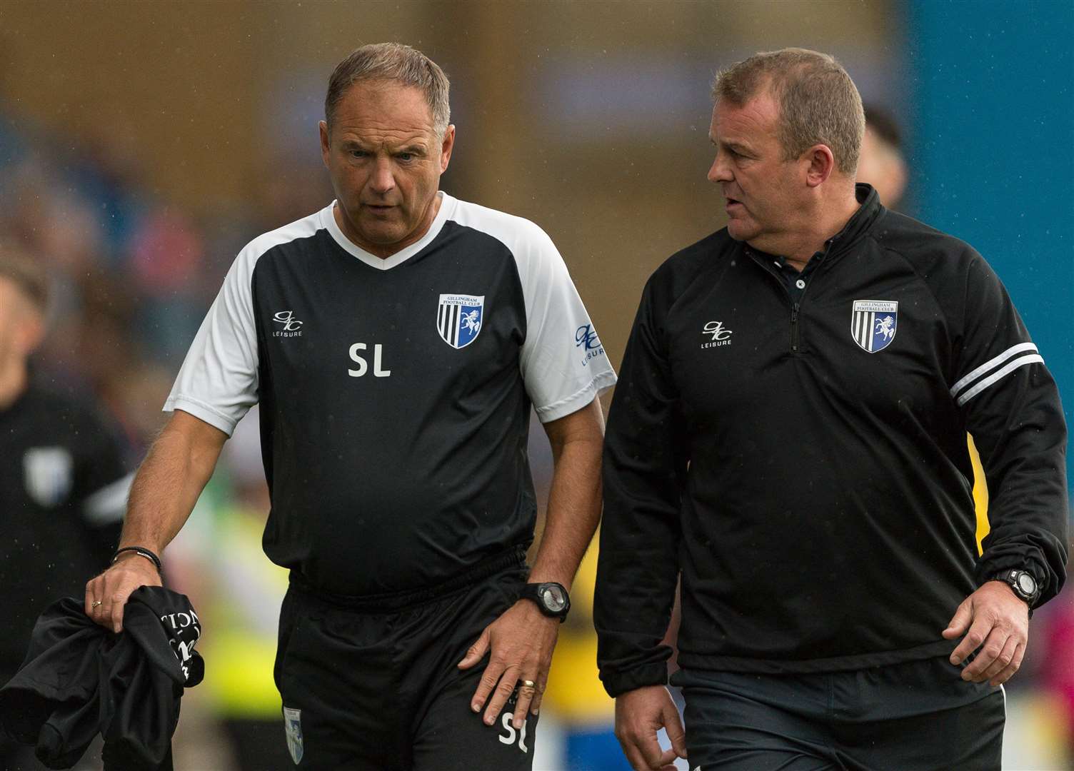 Gillingham manager Steve Lovell and assistant boss Mark Patterson last weekend Picture: Ady Kerry