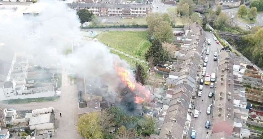 Drone footage of the blaze in Hartington Street. Supplied by Ben Boardman