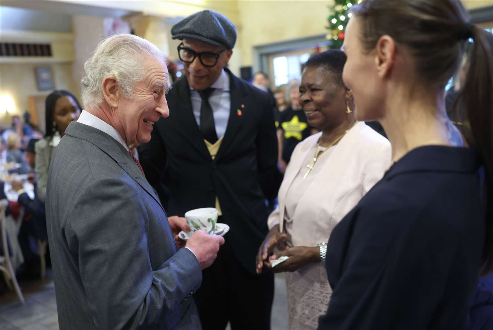 The King chatted with Jay Blades, left, during his birthday party at Highgrove (Chris Jackson/PA)