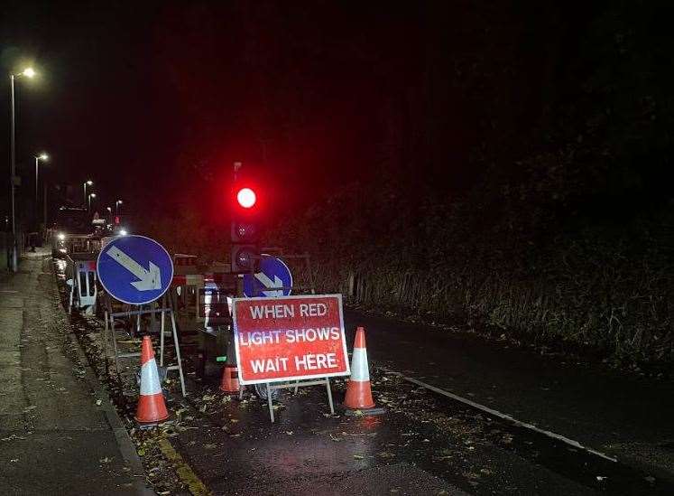 Two-way traffic lights in Church Road, Murston, are in operation while SGN gas works continue