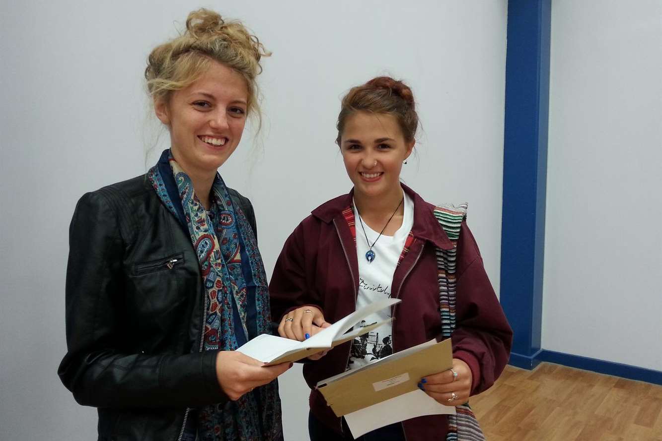 Jessica Moss and Casey Whiting from the St Augustine Academy in Maidstone were delighted with their results.