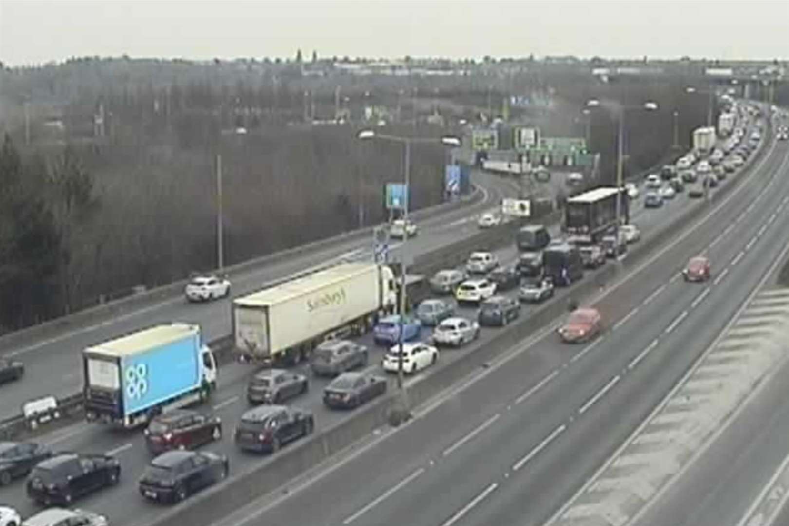 Traffic in the Dartford area following the crash by the Dartford Crossing. Picture: Highways England