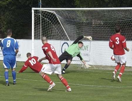 David Cory nets Whitstable's winner against Selsey. Picture: Barry Duffield