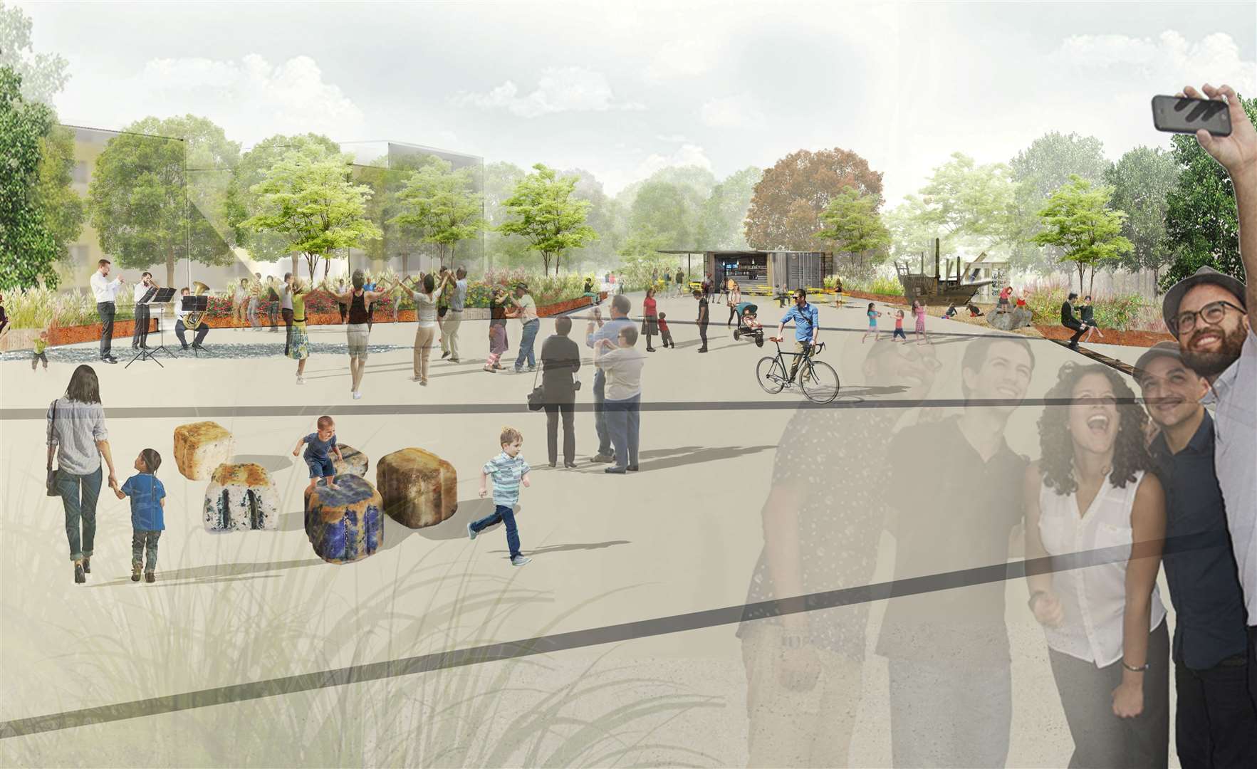 Ebbsfleet Garden City will look to create a new plaza and riverside green space
