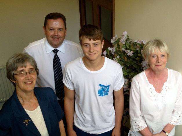 Rising judo star George Cullum from Sittingbourne (centre) was awarded £1,000 from the Swale Youth Development Fund. He's pictured with (from left to right) trustee and secretary Rosemary Madgewick, treasurer Neil Langford and trustee Jan West
