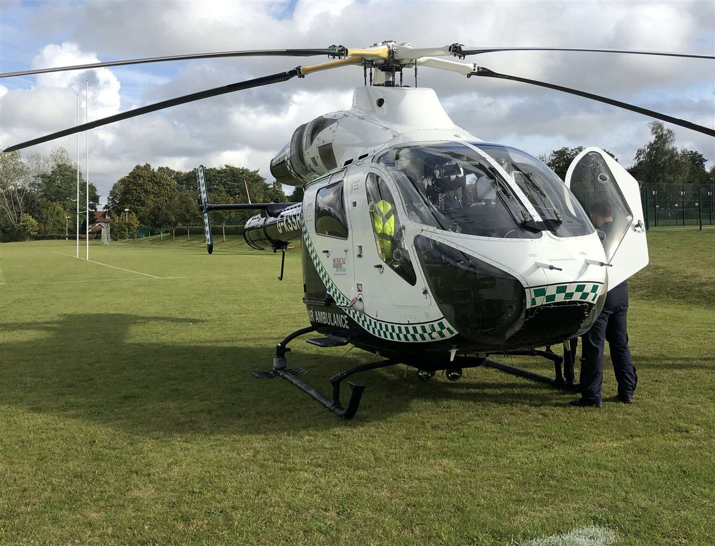 The air ambulance landed on a Maidstone school field. Picture: Cornwallis Academy