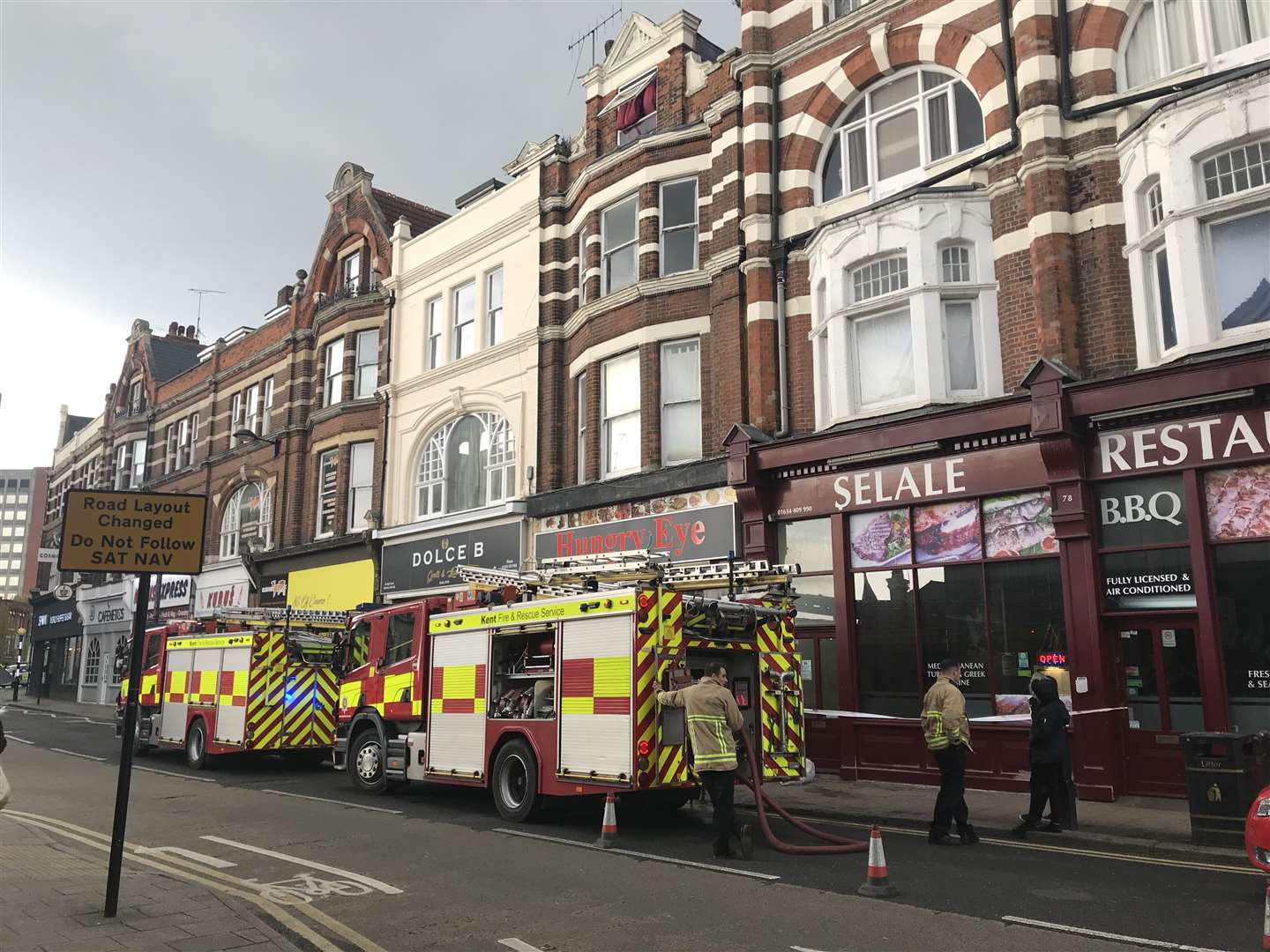 Firefighters at the scene of a blaze in Chatham High Street. Photo: Ronnie Warwick (8265811)