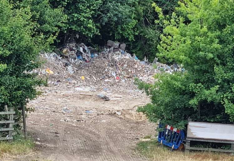 Illegally-dumped waste off the A289 Hasted Road. Picture: Alan Wells