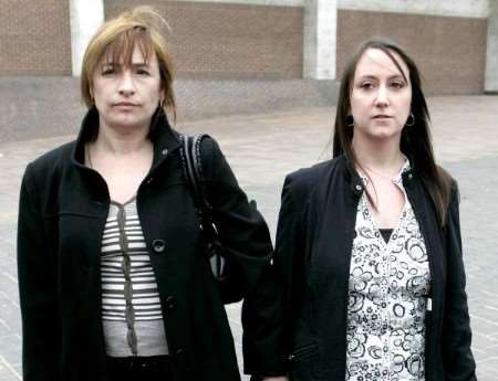 Michelle Witherall, Mark Witherall's wife, with daughter Carly Curry, leave Maidstone Crown Court