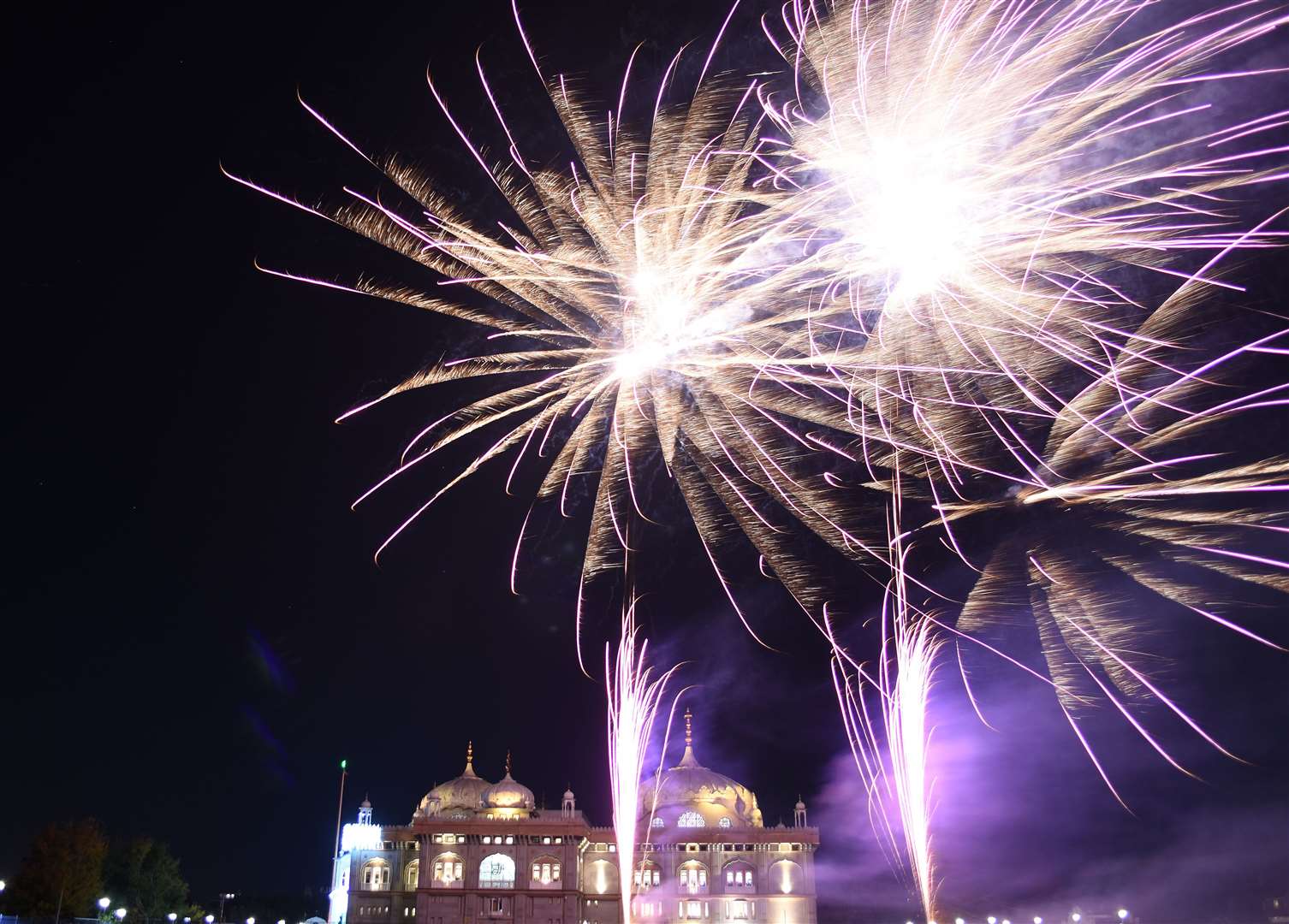 Fireworks outside the Gurdwara in Gravesend at a previous event