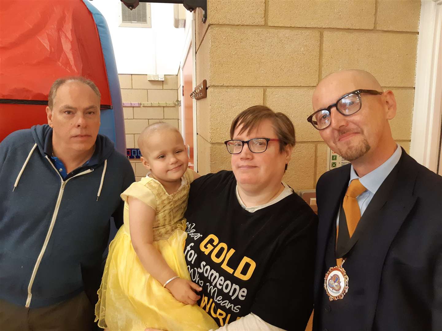 Bethany and her parents at the Buckland fundraising day in October with deputy mayor Dominic Howden