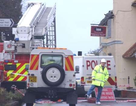 Emergency services at the scene of the fire on Saturday. Picture: Dave Downey
