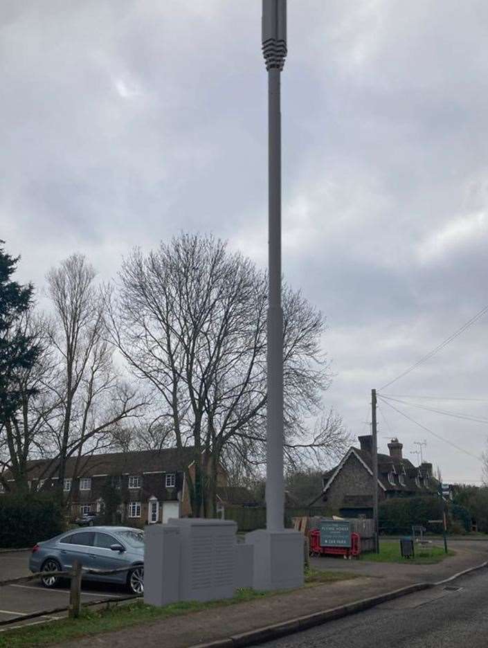 A superimposed image of what the 5G mast would have looked like in Cage Lane. Picture: Richard Hemsley