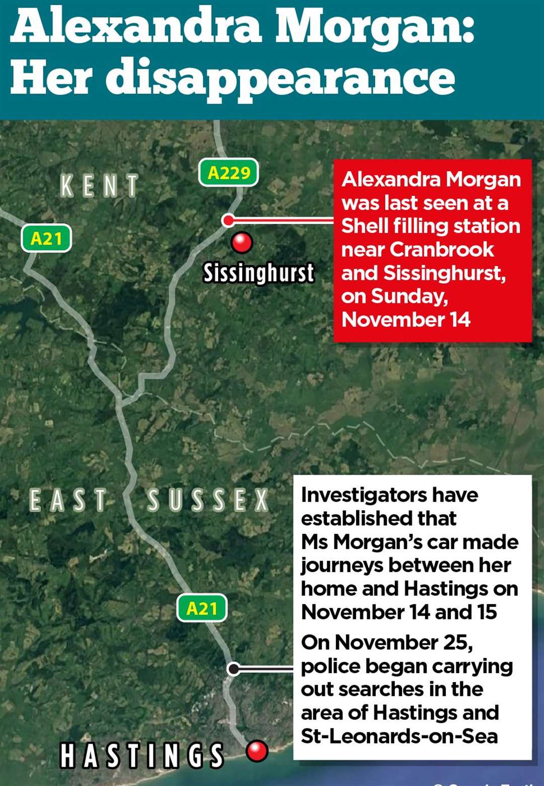 Alexandra Morgan has been missing since Sunday, November 14