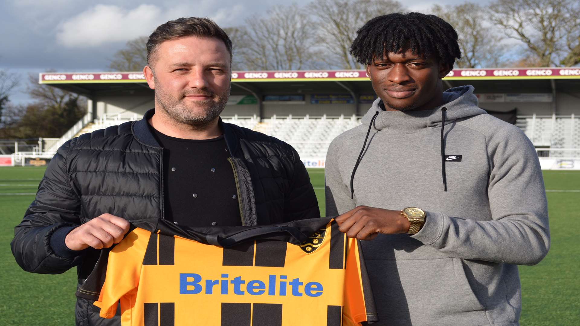 Jay Saunders with new signing Andre Coker