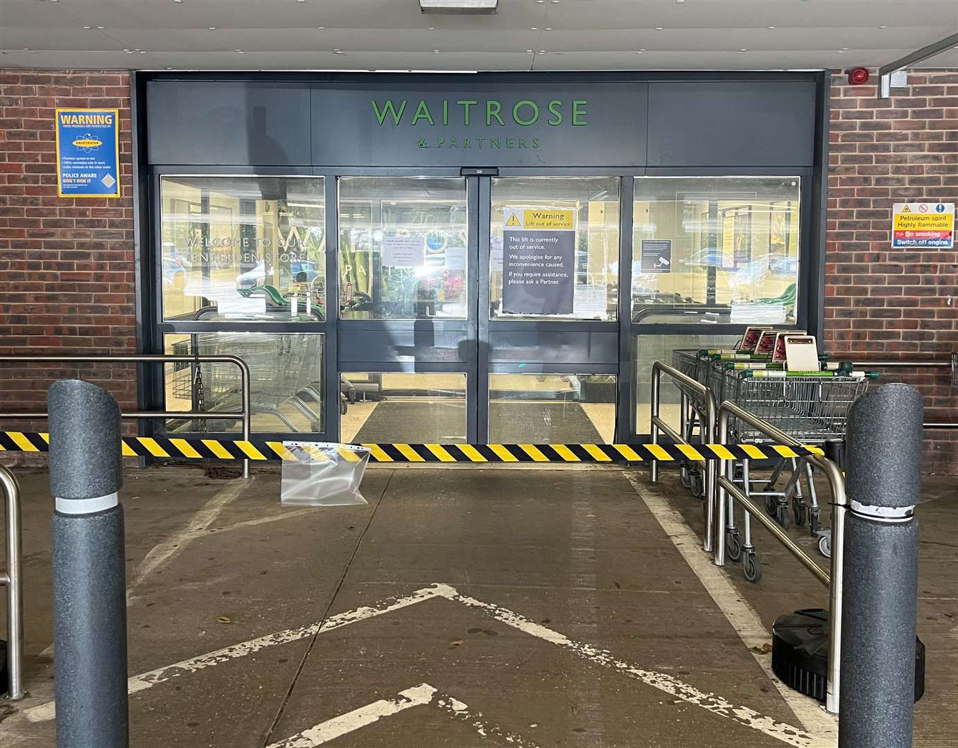 The lower level entrance to the store, where customers normally access the lifts was closed off as both lifts were out of action